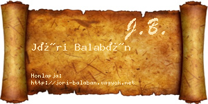 Jóri Balabán névjegykártya